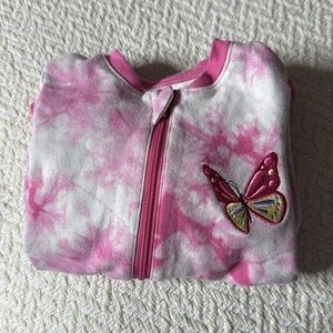 🍄3M Tuffy Pink Butterfly embroidery, baby 1 Pc sleepers, double zipper Vintage